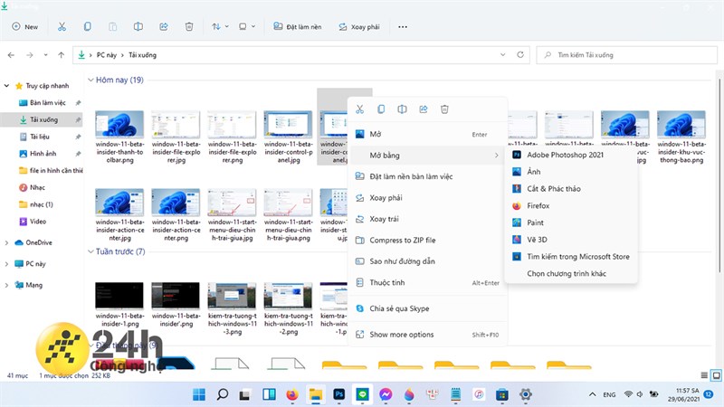 Giao diện menu chuột phải trong File Explorer mới.