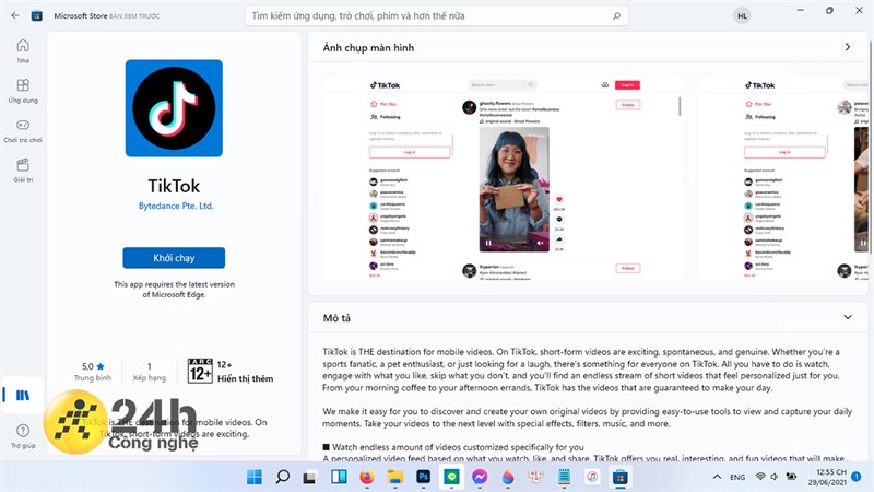 Ứng dụng TikTok đã xuất hiện trong Microsoft Store trên Windows 11 Insider Preview