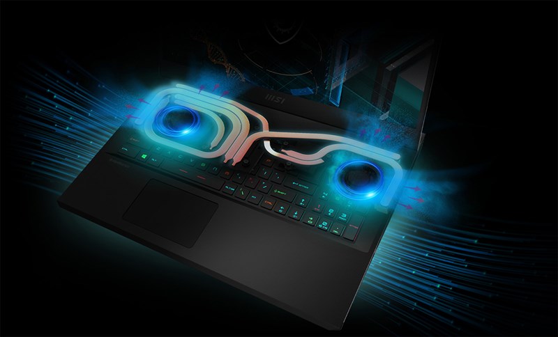 Hệ thống tản nhiệt Cooler Boost 5 của MSI GP76 Leopard (6 ống dẫn nhiệt và 2 quạt lớn). (Nguồn: MSI).