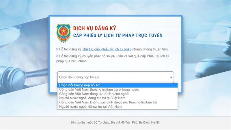Cách cấp phiếu lý lịch tư pháp trực tuyến-2 Cách cấp phiếu lý lịch tư pháp trực tuyến-2