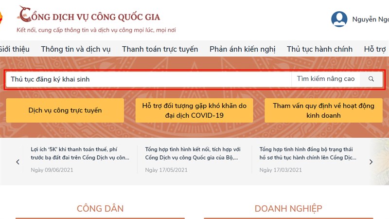 Cách cấp giấy khai sinh trực tuyến-2 Cách cấp giấy khai sinh trực tuyến-2
