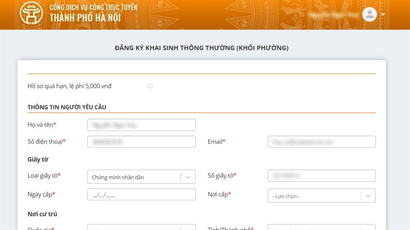 Cách cấp giấy khai sinh trực tuyến-6 Cách cấp giấy khai sinh trực tuyến-6