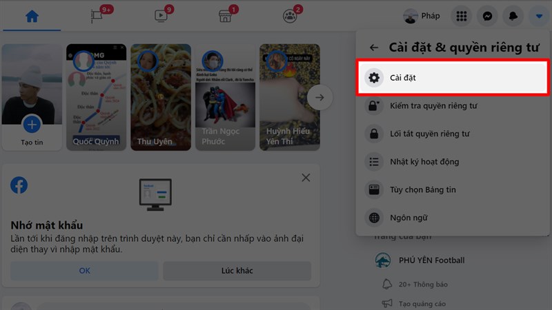 Đổi mật khẩu Faacebook bằng máy tính