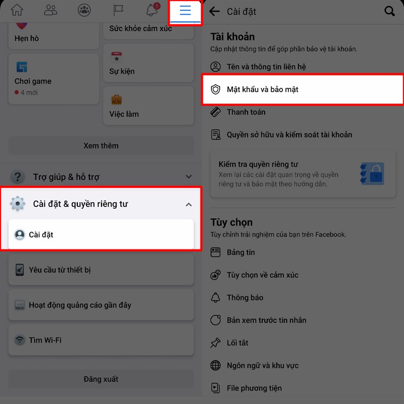 Cách đổi mật khẩu Facebook trên điện thoại
