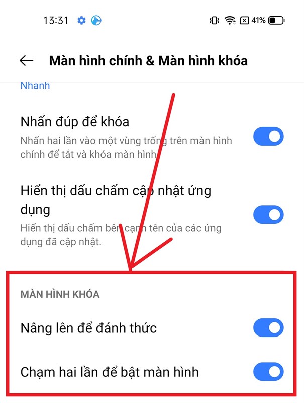 Các tính năng đánh thức màn hình khá tiện dụng của Realme 8 5G.