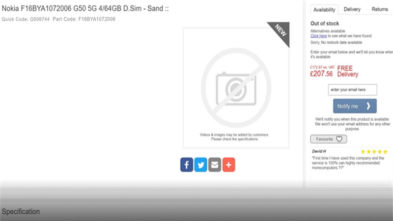Giá bán của Nokia G50 được hé lộ trên một trang bán lẻ tại Châu Âu Giá bán của Nokia G50 được hé lộ trên một trang bán lẻ tại Châu Âu