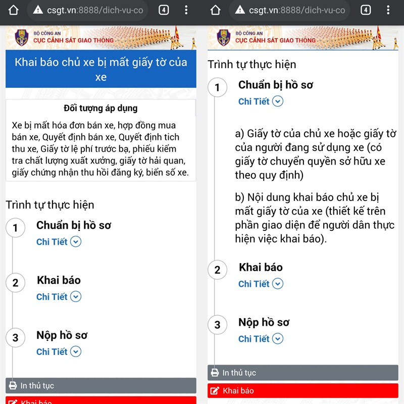 Cách khai báo chủ xe bị mất giấy tờ của xe Cách khai báo chủ xe bị mất giấy tờ của xe