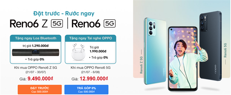Đặt gạch OPPO Reno6 5G và Reno6 Z 5G Đặt gạch OPPO Reno6 5G và Reno6 Z 5G