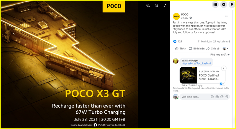 POCO X3 GT được xác nhận hỗ trợ sạc nhanh 67 W