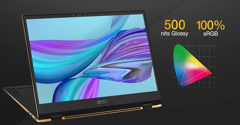 Màn hình MSI Summit E13 Flip Evo hiển thị màu sắc chuẩn, có hỗ trợ cảm ứng. Màn hình MSI Summit E13 Flip Evo hiển thị màu sắc chuẩn, có hỗ trợ cảm ứng.