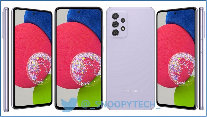 Galaxy A52s 5G lộ nhiều ảnh render với 4 tùy chọn màu sắc khác nhau, trong đó có một màu rất ‘tươi mát’