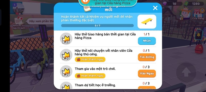 Cố gắng làm thật nhiều nhiệm vụ để kiếm thêm tiền.