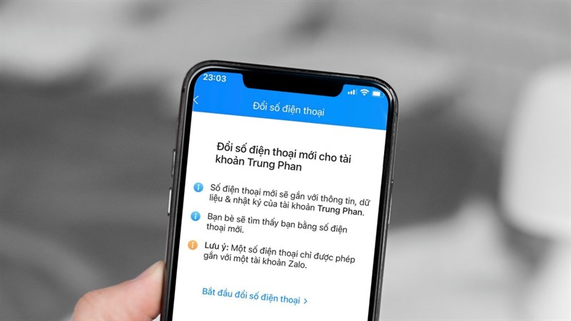 Cách đổi số điện thoại Zalo trên iPhone