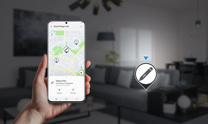 Bạn có thể dùng ứng dụng SmartThings để kiểm tra thông tin vị trí của S Pen Pro Bạn có thể dùng ứng dụng SmartThings để kiểm tra thông tin vị trí của S Pen Pro
