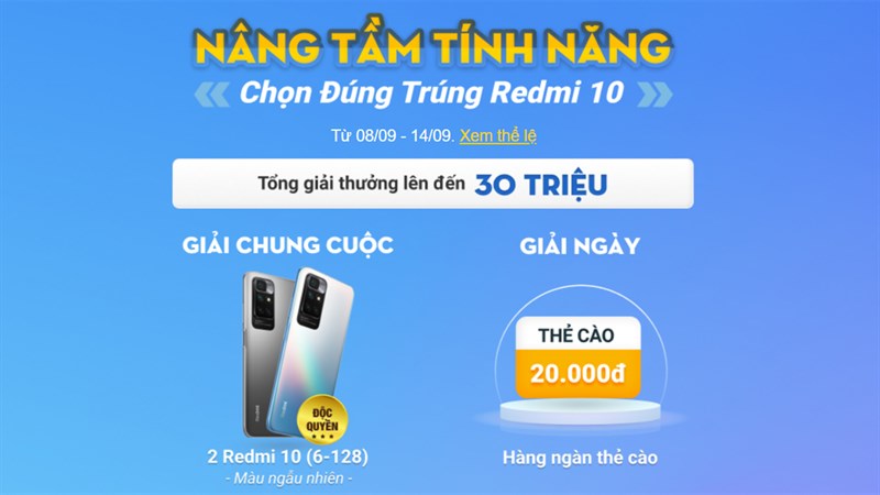 Tham gia mini game này, cơ hội nhận về tay Redmi 10 và nhiều quà tặng