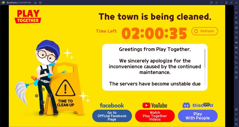 Play Together trên máy tính vẫn gặp lỗi hệ thống bảo trì liên tục. Play Together trên máy tính vẫn gặp lỗi hệ thống bảo trì liên tục.