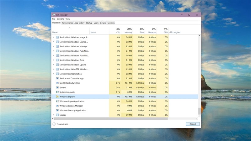 cách khắc phục Taskbar bị đơ