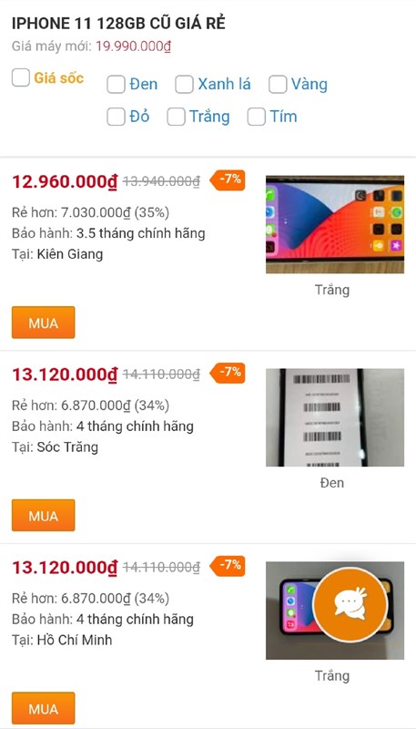 iPhone 11 128GB cũ giá rẻ