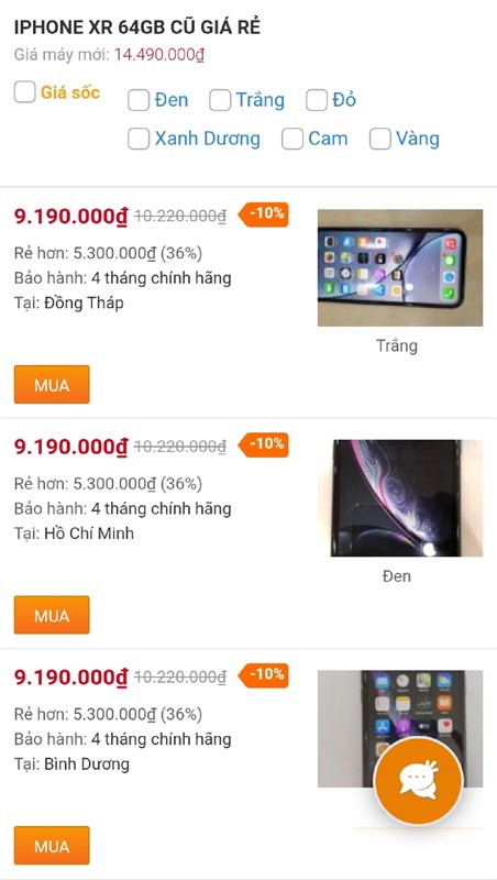 iPhone XR 64GB cũ giá rẻ