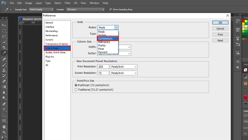 Cách đổi pixel sang cm trong photoshop