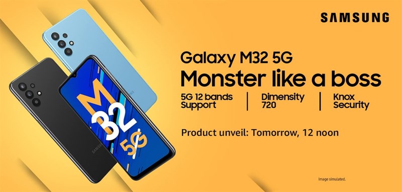 Galaxy M32 5G sẽ ra mắt tại Ấn Độ vào ngày 25/8/2021, lúc 12 giờ trưa (giờ địa phương) Galaxy M32 5G sẽ ra mắt tại Ấn Độ vào ngày 25/8/2021, lúc 12 giờ trưa (giờ địa phương)