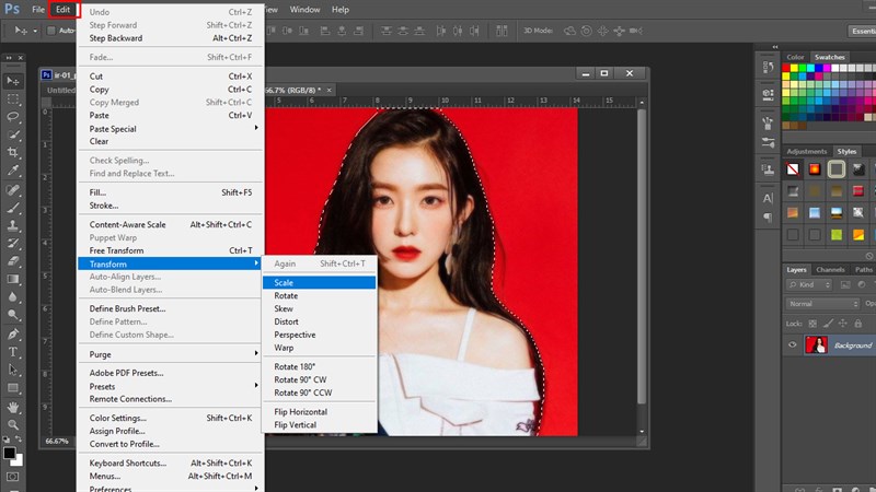 Cách thay đổi kích thước vùng chọn trong Photoshop