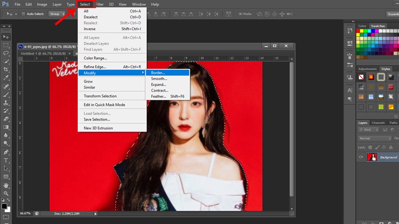 Cách thay đổi kích thước vùng chọn trong Photoshop