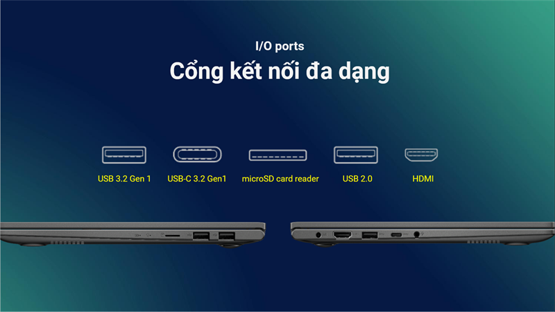 Các cổng kết nối của ASUS VivoBook 15 OLED (A515). Nguồn: ASUS.