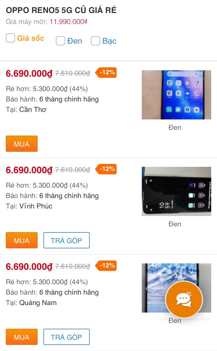 OPPO Reno5 5G cũ OPPO Reno5 5G cũ