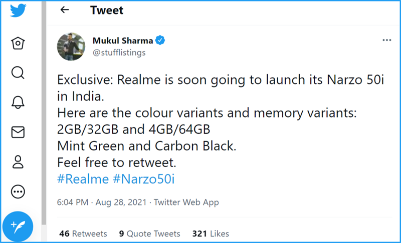 Realme Narzo 50i sắp ra mắt tại Ấn Độ lộ một vài thông số kỹ thuật Realme Narzo 50i sắp ra mắt tại Ấn Độ lộ một vài thông số kỹ thuật
