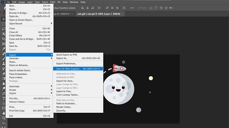 cách giảm dung lượng ảnh GIF bằng Photoshop