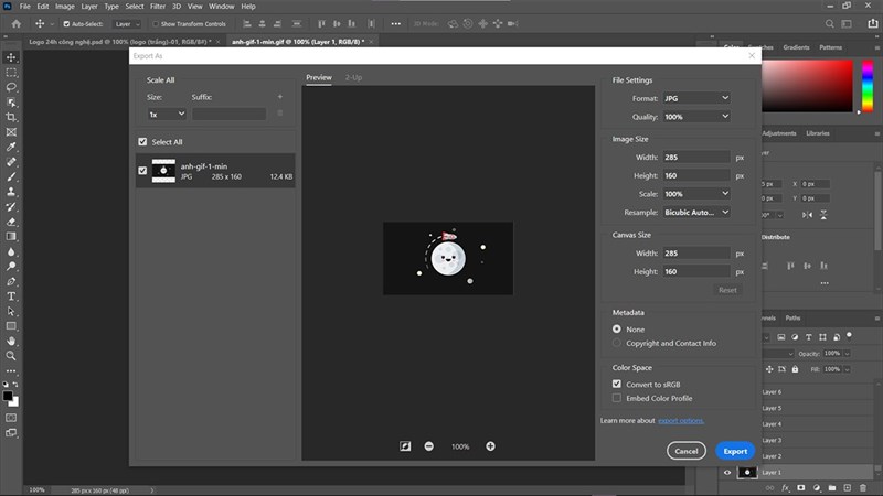 cách giảm dung lượng ảnh GIF bằng Photoshop