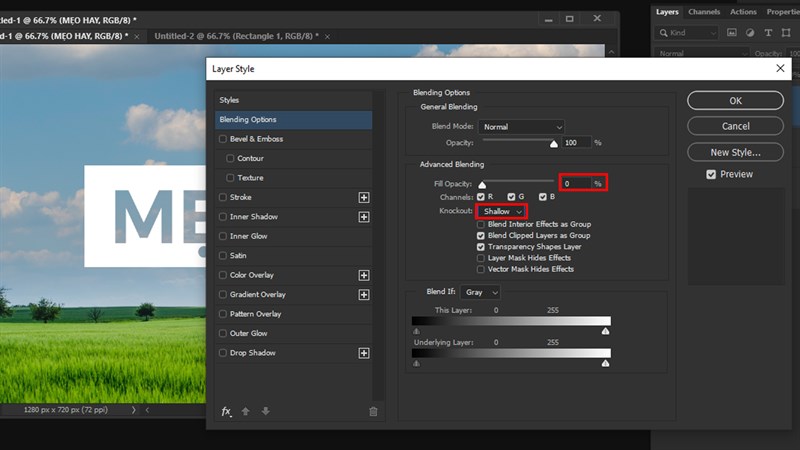 Cách làm chữ trong suốt trong Photoshop Cách làm chữ trong suốt trong Photoshop