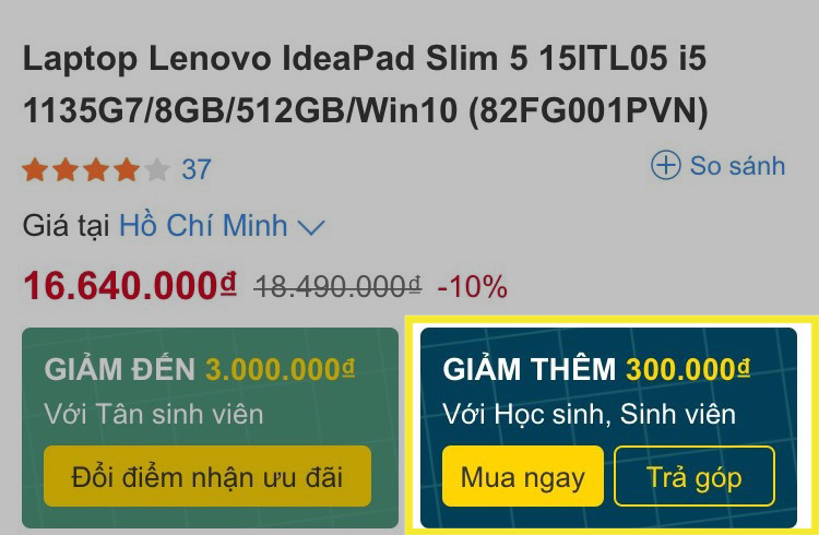 Học sinh - sinh viên mua trả góp laptop