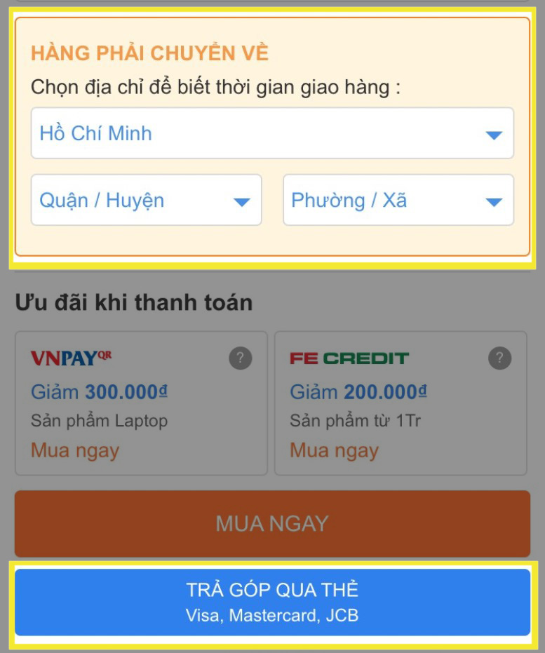 Trả góp qua thẻ tín dụng