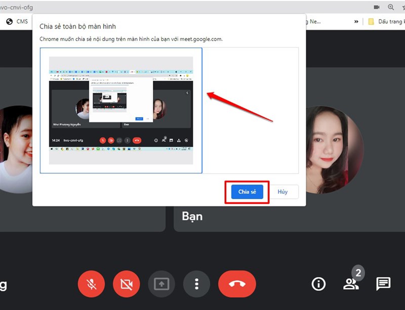 Cách chia sẻ màn hình trên Google Meet trên máy tính