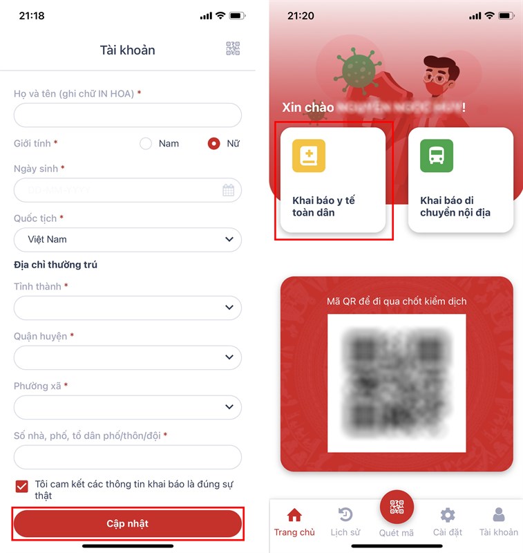 Cách khai báo y tế online