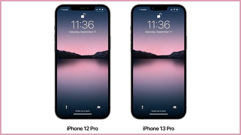 So màn hình notch của iPhone 12 Pro với iPhone 13 Pro