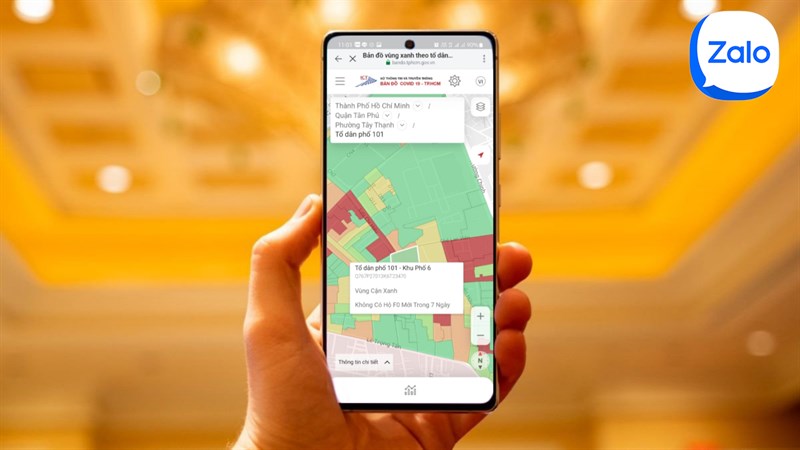 cách xem bản đồ vùng xanh theo tổ dân phố bằng Zalo