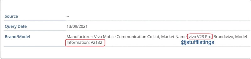 Vivo V23 Pro được phát hiện trên cơ sở dữ liệu IMEI