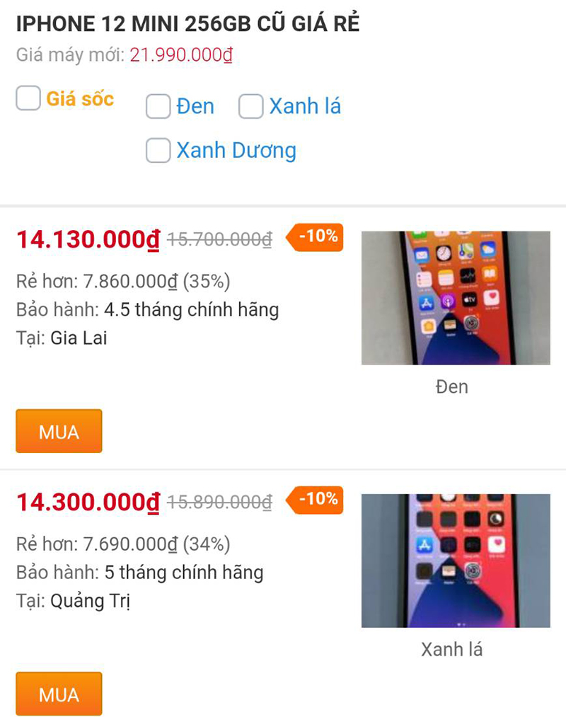 IPHONE 12 MINI 256GB CŨ GIẢM SỐC IPHONE 12 MINI 256GB CŨ GIẢM SỐC