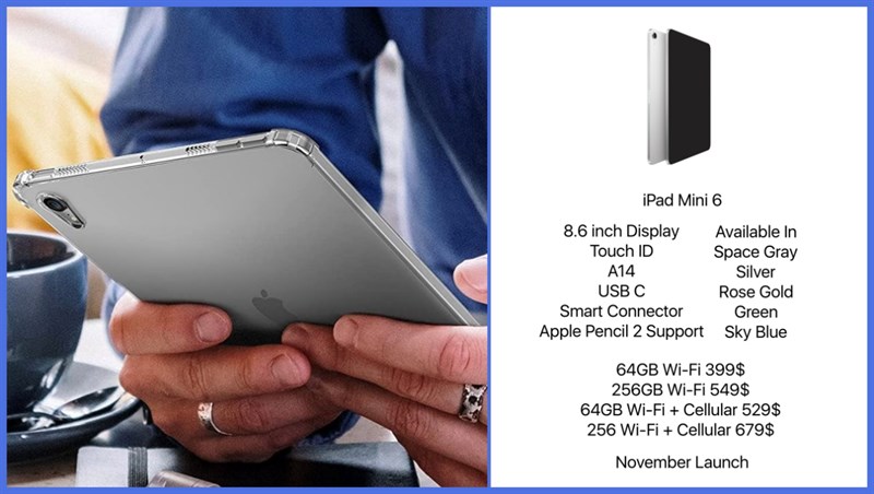 iPad mini 6 lộ cấu hình và giá bán iPad mini 6 lộ cấu hình và giá bán