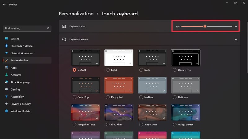 cách thay đổi kích thước bàn phím ảo máy tính trên window11