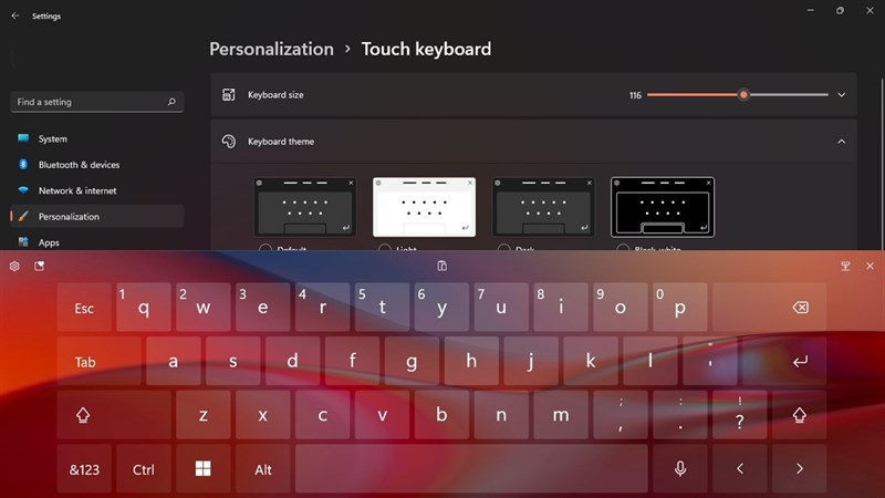 cách thay đổi kích thước bàn phím ảo máy tính trên window11