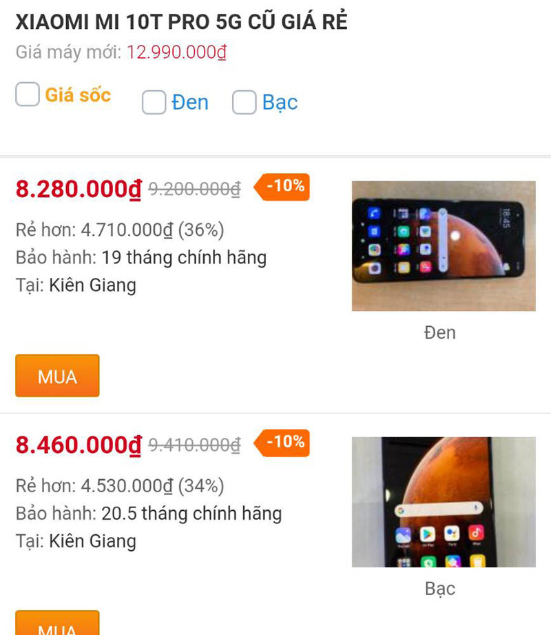 XIAOMI MI 10T PRO 5G CŨ GIÁ RẺ