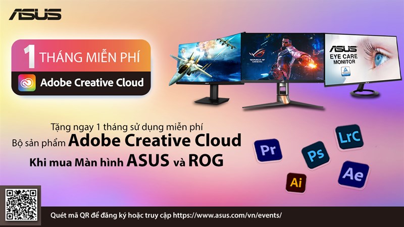 Mua màn hình máy tính ASUS, nhận ngay Adobe Creative Cloud miễn phí Mua màn hình máy tính ASUS, nhận ngay Adobe Creative Cloud miễn phí