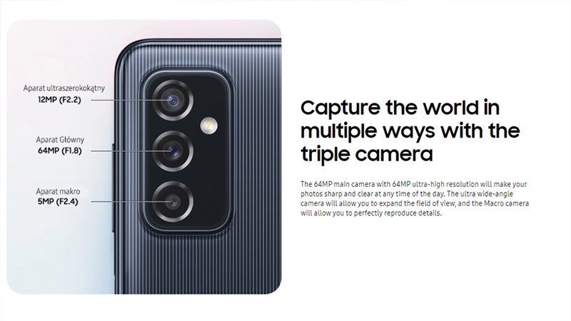 Samsung Galaxy M52 5G có camera chính độ phân giải 64 MP Samsung Galaxy M52 5G có camera chính độ phân giải 64 MP