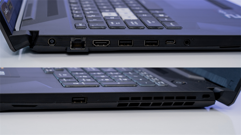 Các cổng kết nối của ASUS TUF Gaming F17.