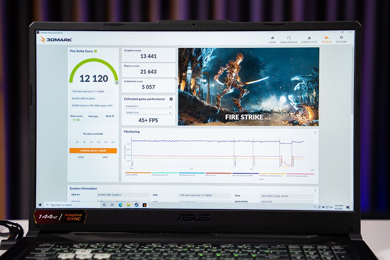 Điểm Fire Strike của ASUS TUF Gaming F17.