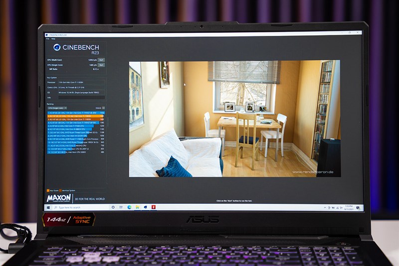 Điểm Cinebench R23 của ASUS TUF Gaming F17.